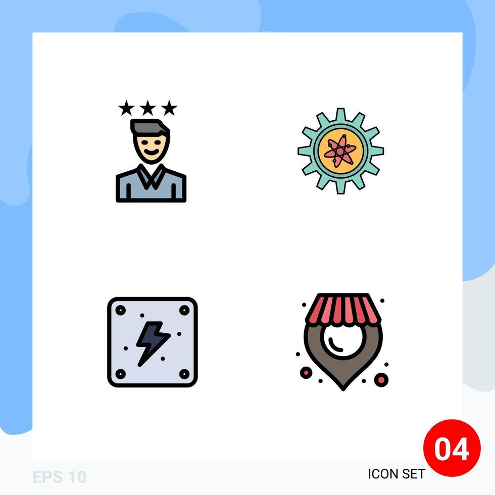conjunto de 4 sinais de símbolos de ícones de interface do usuário modernos para elementos de design de vetores editáveis de energia de trabalho de eletricidade de negócios
