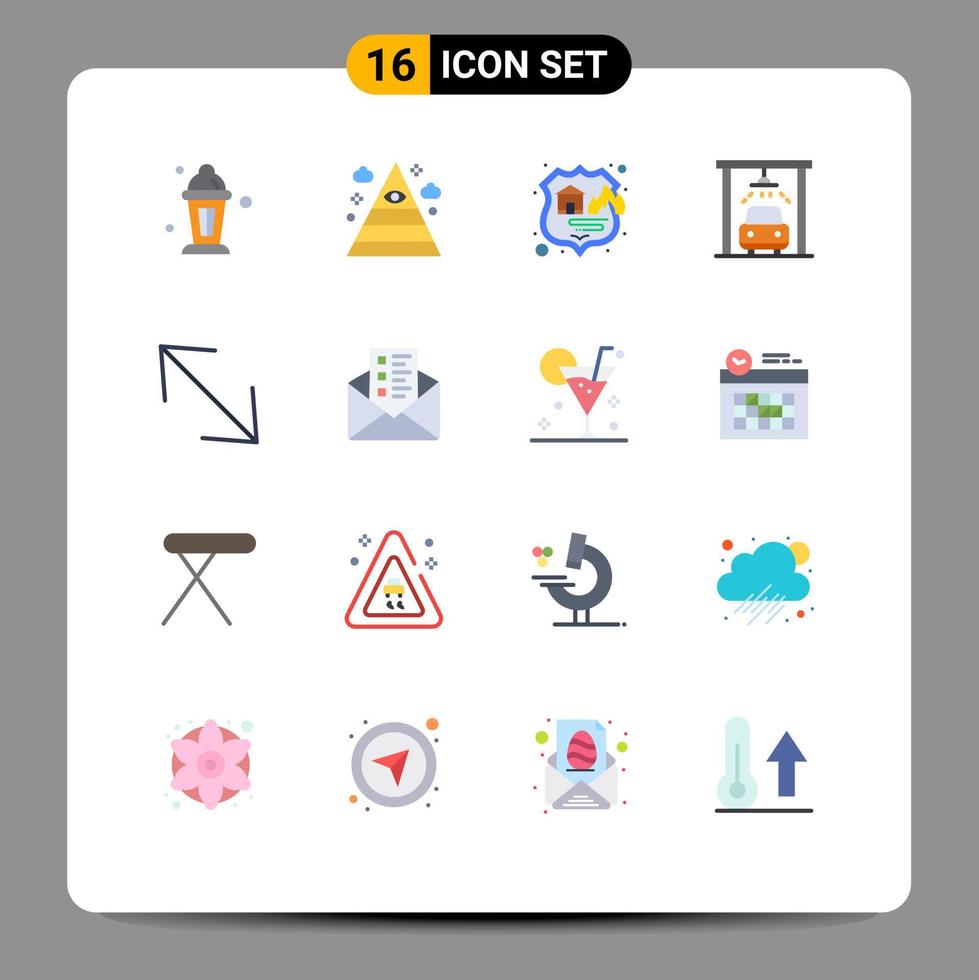 grupo de 16 cores planas modernas definidas para escala seta firewall lavar carro pacote editável de elementos de design de vetores criativos