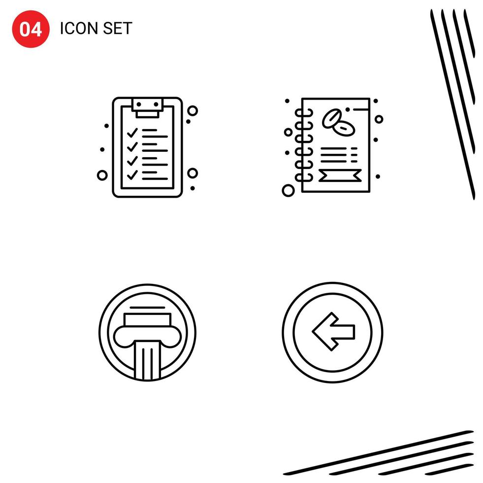 pacote de 4 cores planas de linhas preenchidas criativas de elementos de design de vetores editáveis gregos de construção de lista de verificação