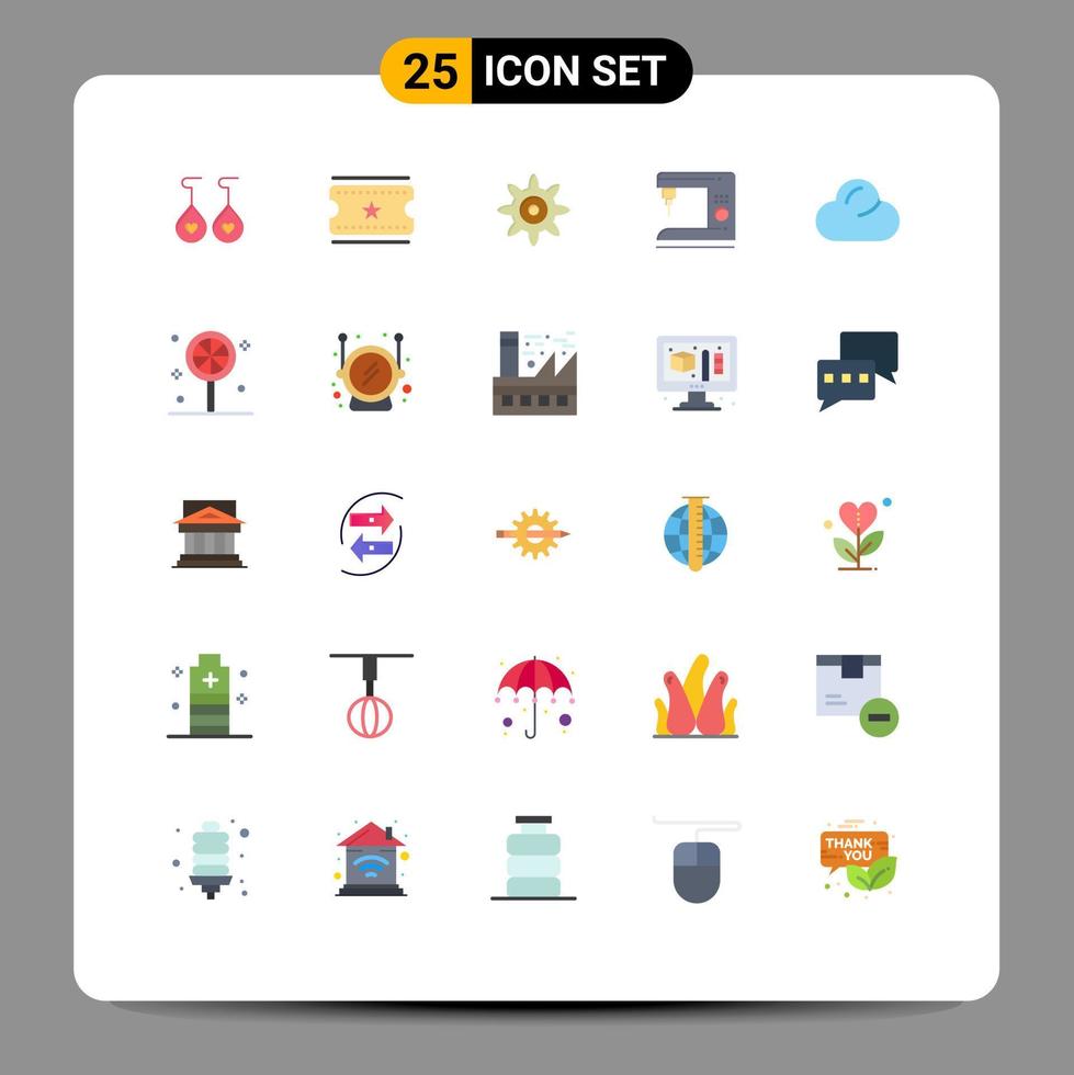 grupo de símbolos de ícone universal de 25 cores planas modernas de doces de férias café nublado nuvem editável elementos de design vetorial vetor