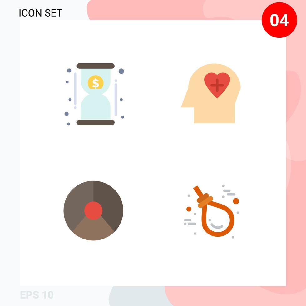 4 pacote de ícones planos de interface de usuário de sinais e símbolos modernos de prazo financeiro, torta de amor rápida, elementos de design de vetores editáveis