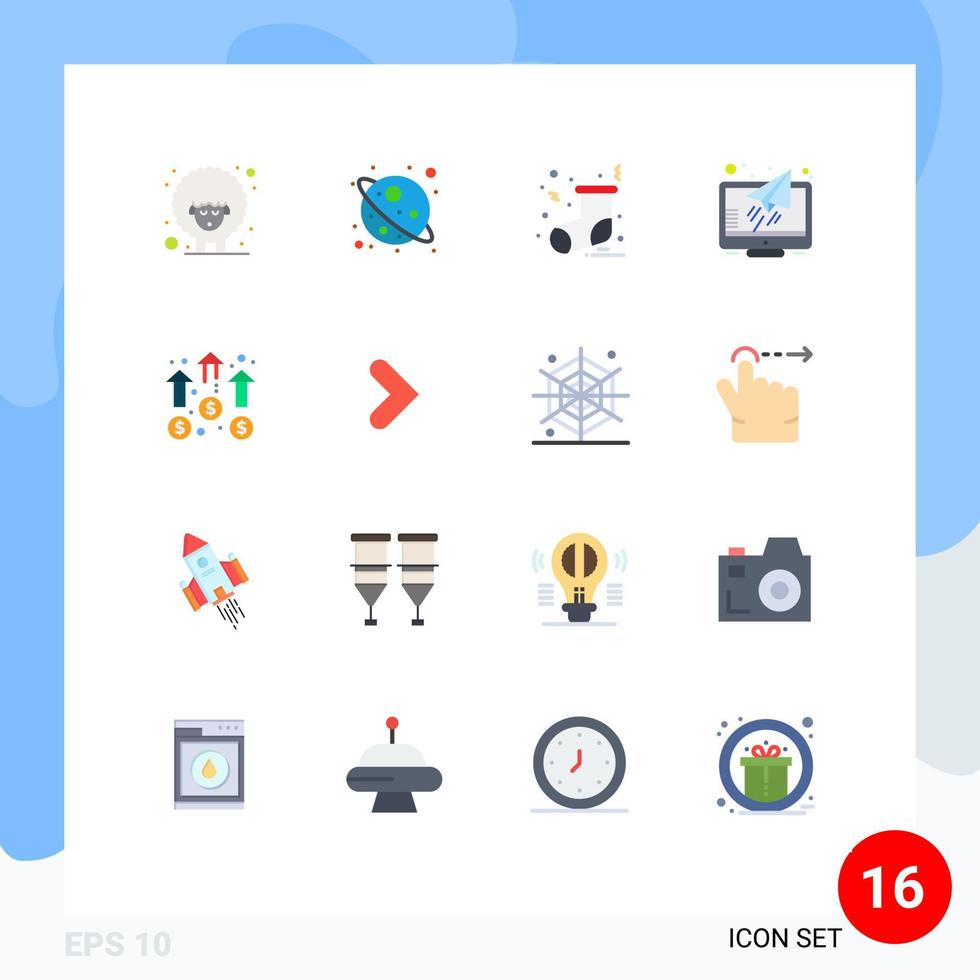 grupo de 16 sinais e símbolos de cores planas para o leitor de realização de meias de negócios de marketing pacote editável de elementos de design de vetores criativos