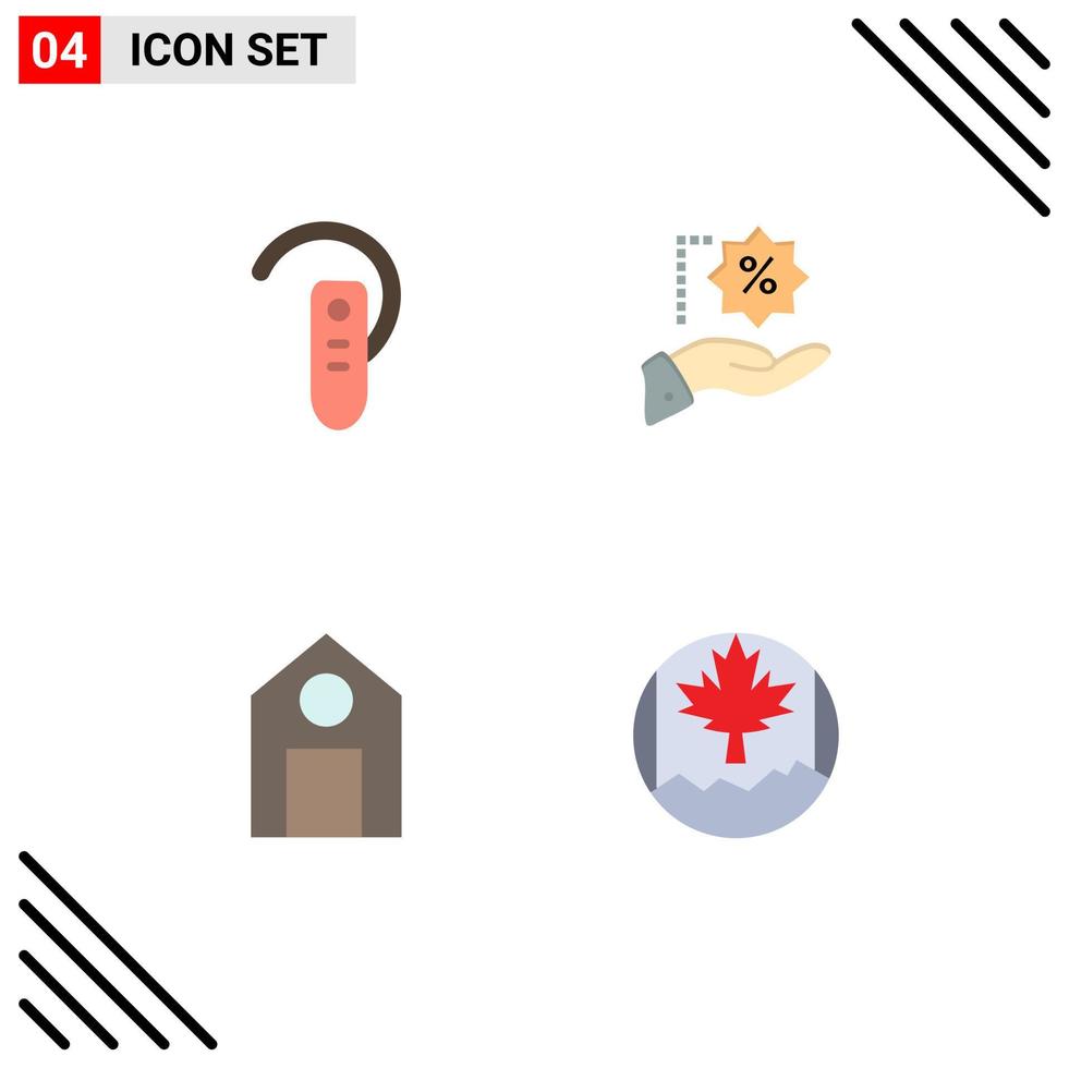 4 ícones criativos, sinais e símbolos modernos de educação de acessórios, porcentagem de fone de ouvido, escola, elementos de design de vetores editáveis