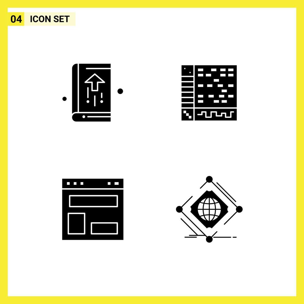 grupo de símbolos de ícone universal de 4 glifos sólidos modernos de layout de aplicativo de crescimento de agenda daw elementos de design de vetores editáveis