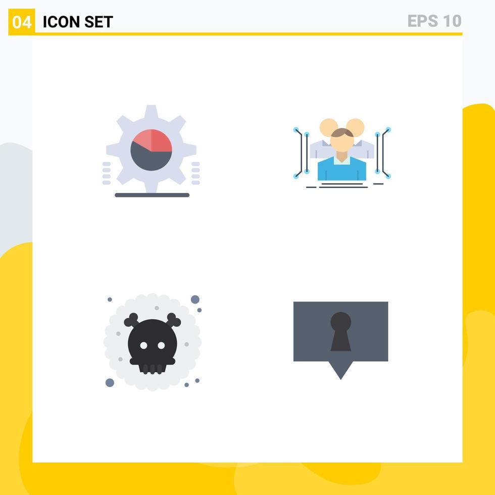 pacote de ícones vetoriais de estoque de 4 sinais e símbolos de linha para configurações públicas de engrenagem, corpo venenoso, elementos de design de vetores editáveis