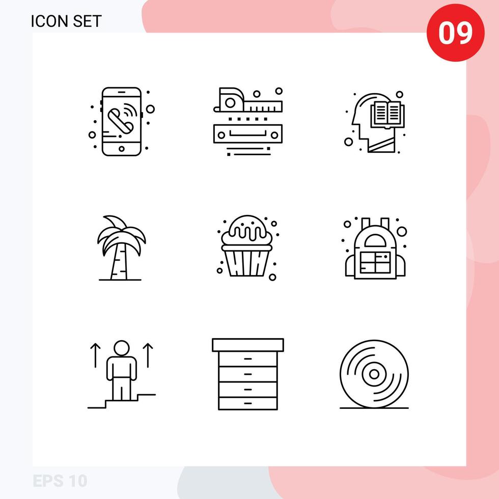 9 ícones criativos sinais e símbolos modernos do srilanka educação indiana cultura indiana elementos de design de vetores editáveis