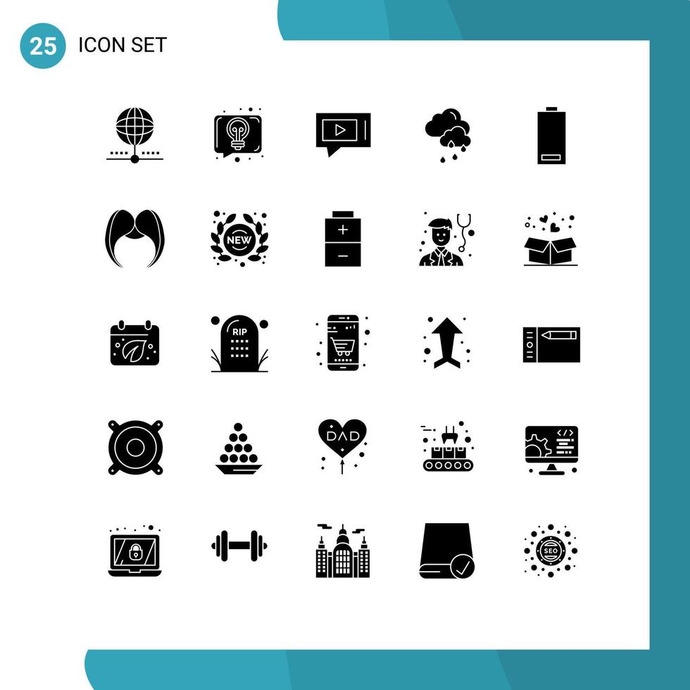pacote de ícones vetoriais de estoque de 25 sinais e símbolos de linha para elementos de design de vetores editáveis de serviço chuvoso de conversa elétrica