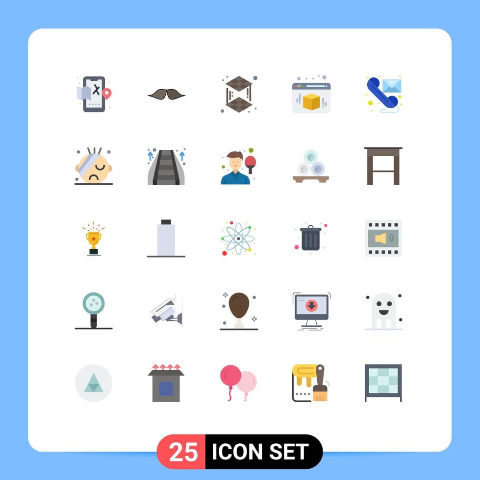 pacote de linha vetorial editável de 25 cores planas simples de caixa de web de homens de e-mail de telefone elementos de design de vetores editáveis