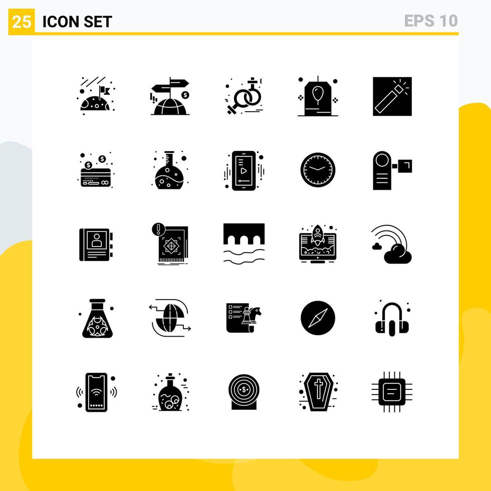 25 interface do usuário pacote de glifos sólidos de sinais e símbolos modernos de simbolismo do fotógrafo de retoque elementos de design de vetores editáveis de presente de foto