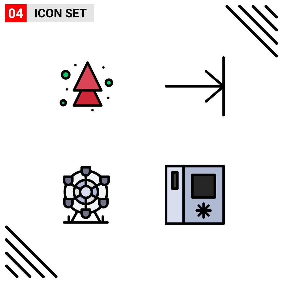grupo de símbolos de ícone universal de 4 cores planas de linha preenchida modernas de direção de roda de seta acabamento elementos de design de vetores editáveis