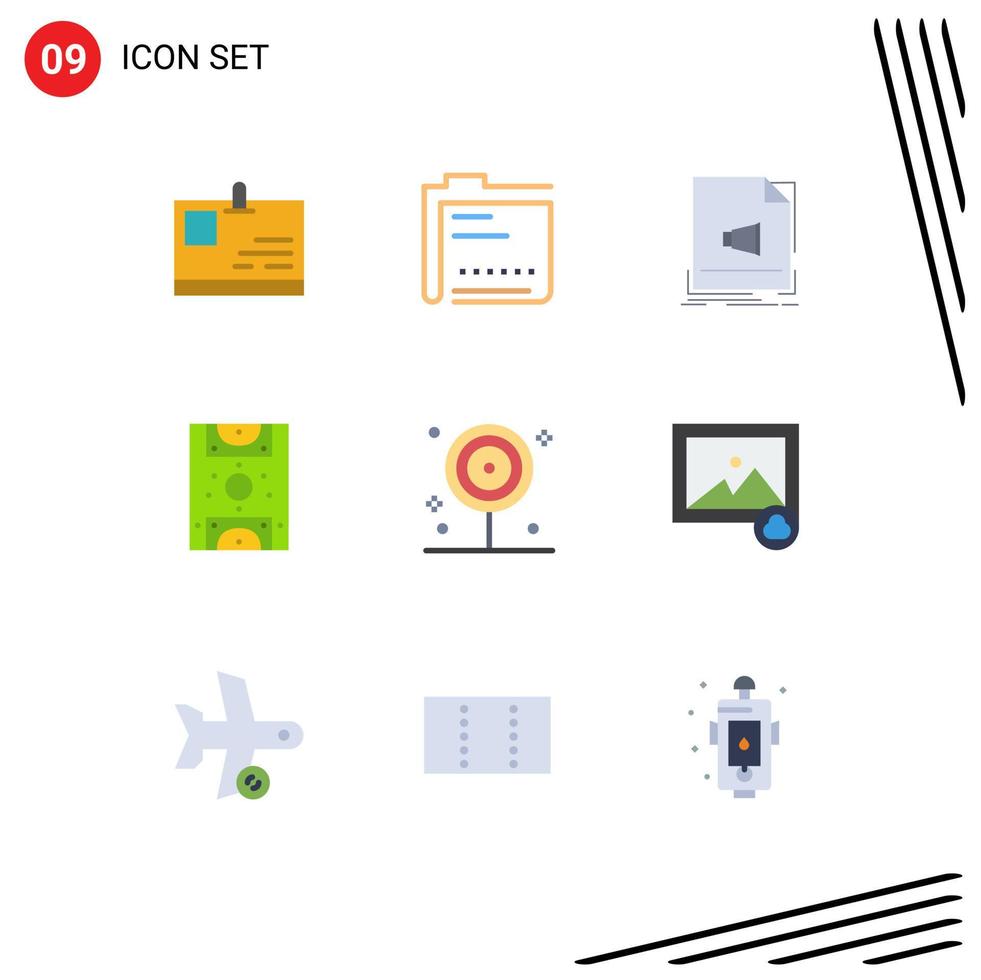 pacote de ícones vetoriais de estoque de 9 sinais e símbolos de linha para arquivos de jogo de campo, entretenimento, música, elementos de design vetoriais editáveis vetor