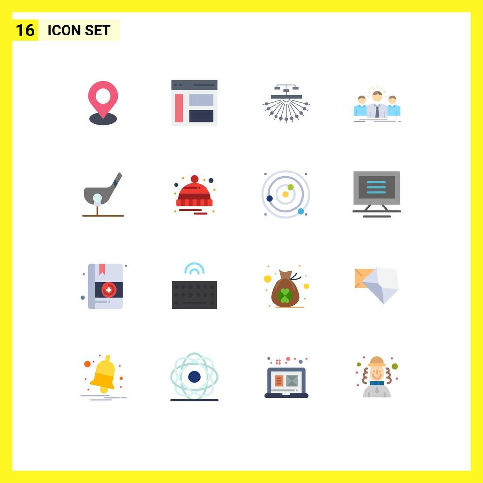 conjunto de 16 cores planas comerciais pacote para estrutura de negócios de usuário de carreira empreendedor pacote editável de elementos de design de vetores criativos