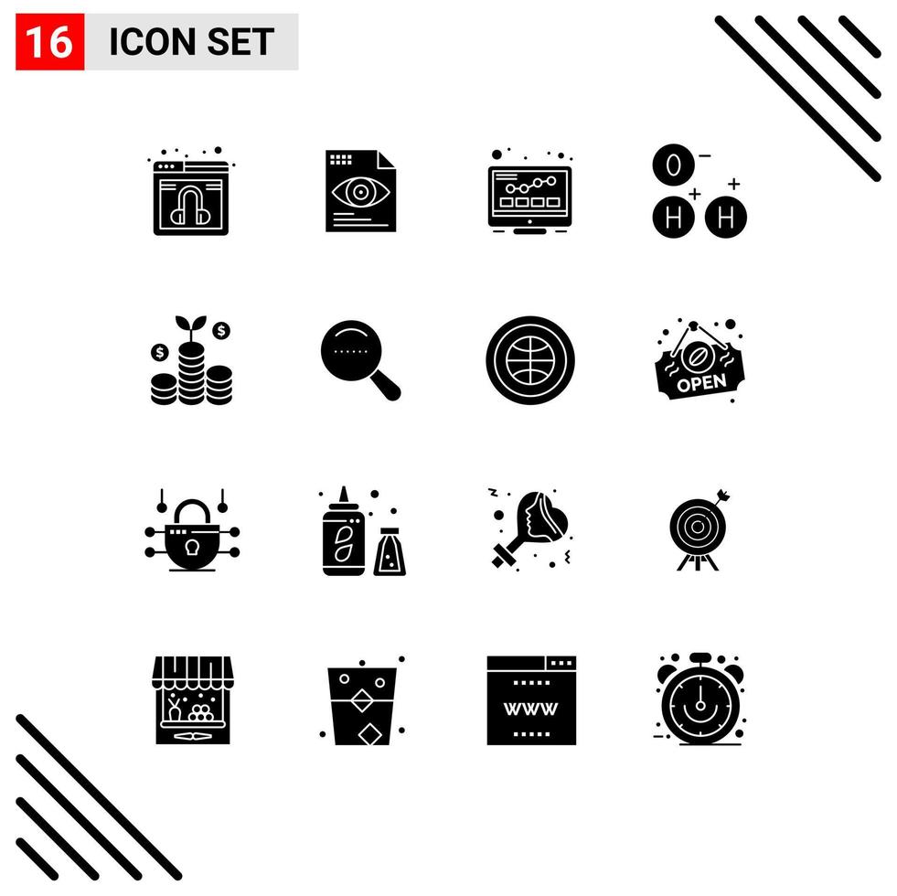 16 ícones criativos sinais modernos e símbolos de espaço de internet de negócios de dinheiro ho elementos de design de vetores editáveis