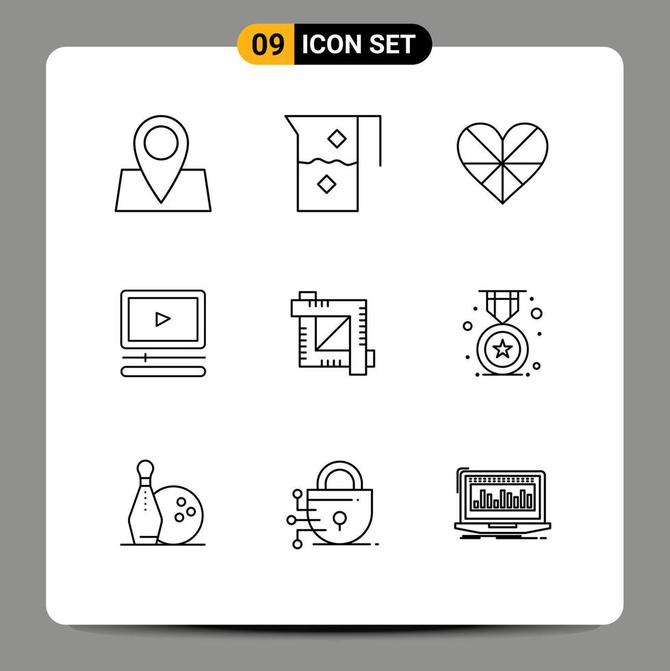 conjunto de 9 sinais de símbolos de ícones de interface do usuário modernos para elementos de design de vetores editáveis favoritos do jogador de colheita