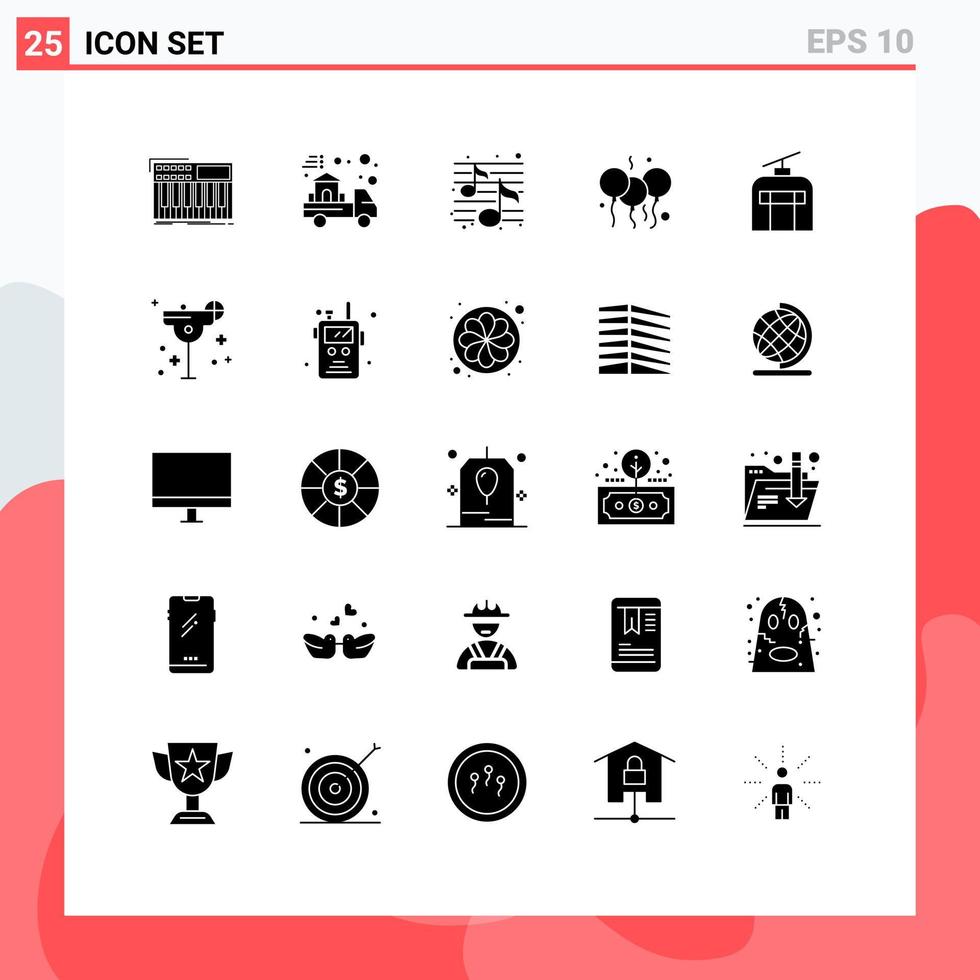 conjunto de 25 sinais de símbolos de ícones de interface do usuário modernos para gôndola bloone elementos de design de vetores editáveis dia real noite
