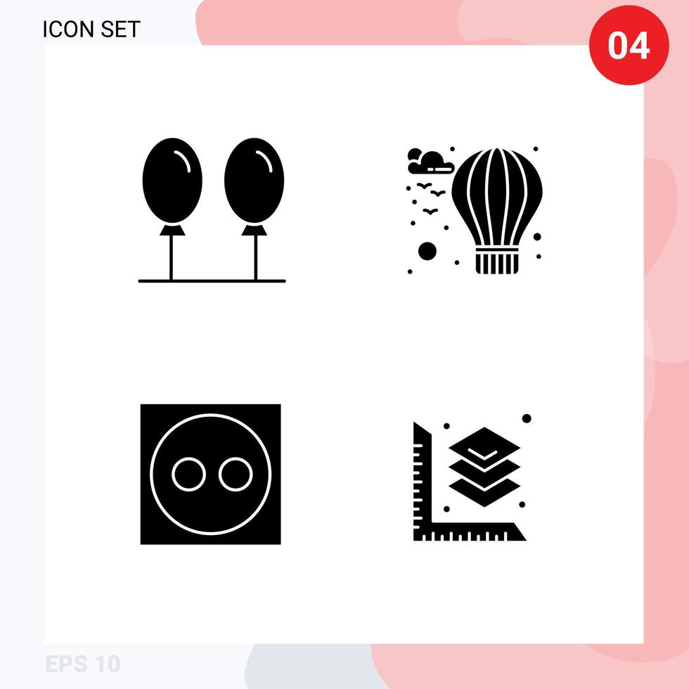 conjunto de 4 sinais de símbolos de ícones de interface do usuário modernos para elementos de design de vetores editáveis de camada de cabo de ar em escala de praia