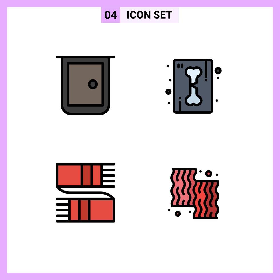 conjunto de 4 sinais de símbolos de ícones de interface do usuário modernos para acessórios de edifícios linha de casa elementos de design de vetores editáveis