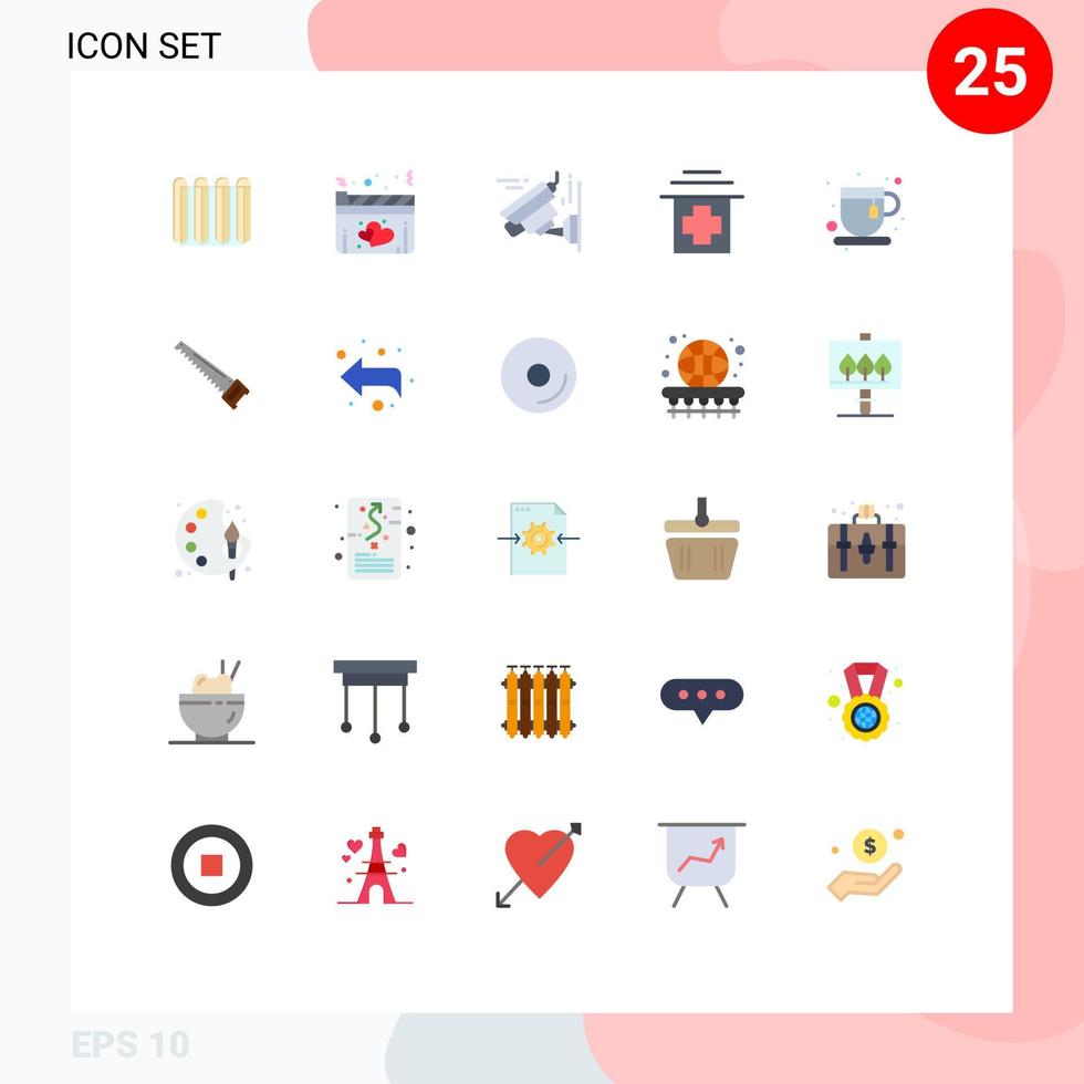 pacote de interface do usuário de 25 cores planas básicas de elementos de design de vetores editáveis de filme de pausa para chá