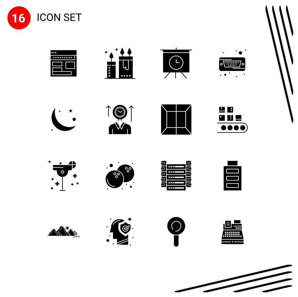 16 ícones criativos sinais e símbolos modernos de disco rígido velas elementos de design vetoriais editáveis vetor