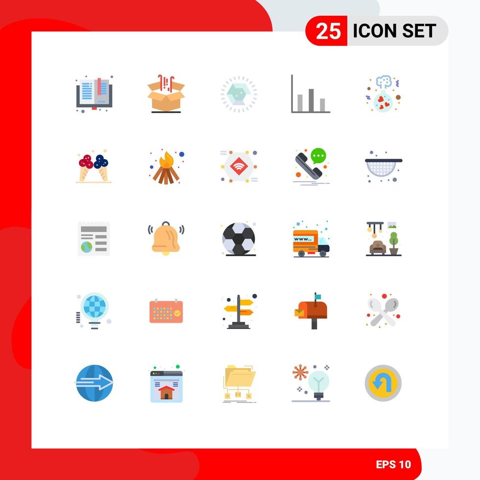conjunto de cores planas de interface móvel de 25 pictogramas de elementos de design de vetores editáveis de anel de finanças de produtos gráficos de balão