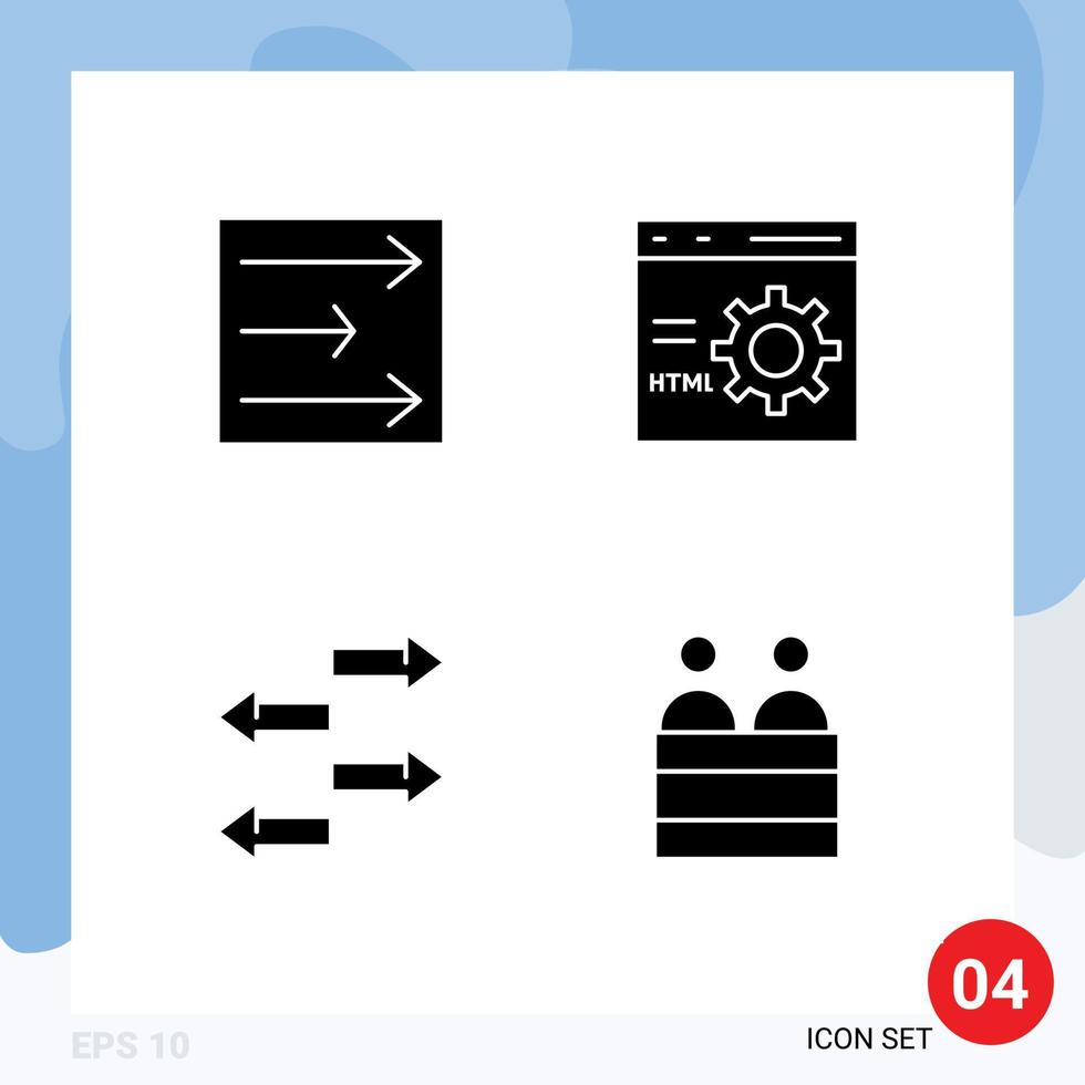 pacote de ícones de vetores de estoque de 4 sinais e símbolos de linha para elementos de design de vetores editáveis de corte de desenvolvimento de navegador de importação de seta