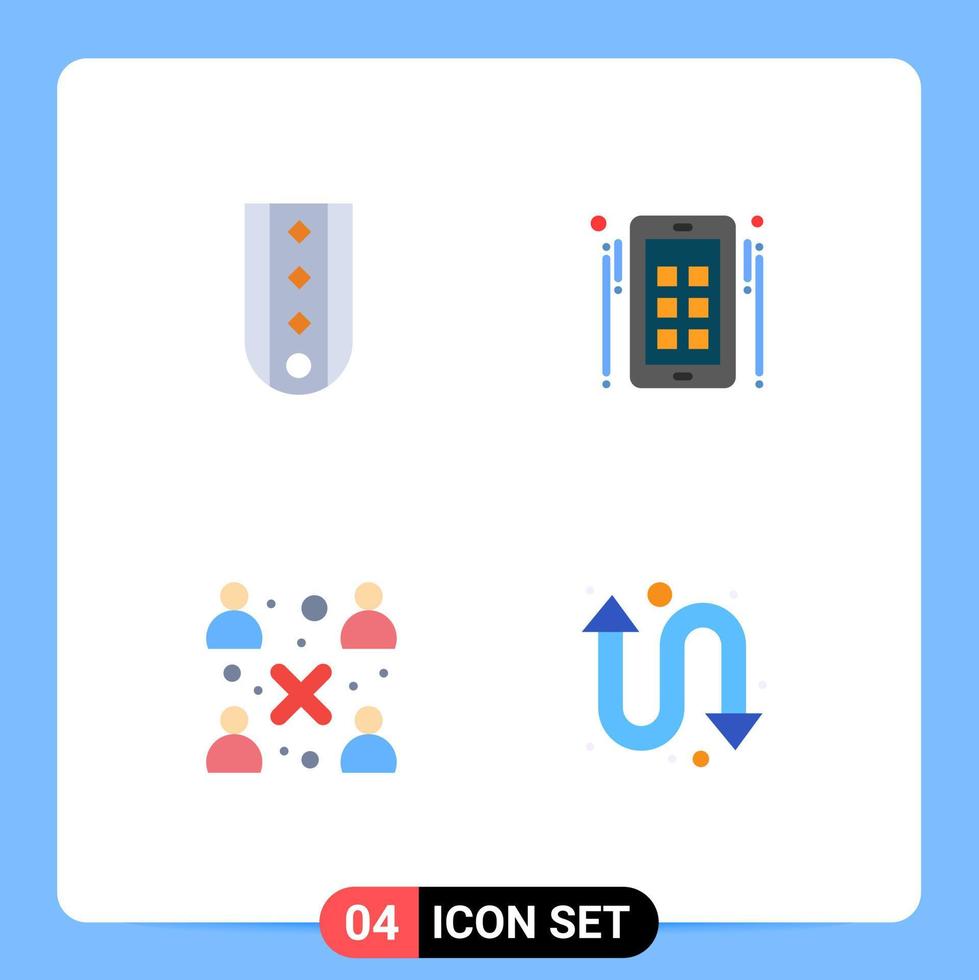 conjunto moderno de 4 ícones e símbolos planos, como diamantes, classificação de negócios, mídia, pessoas, elementos de design vetorial editáveis vetor