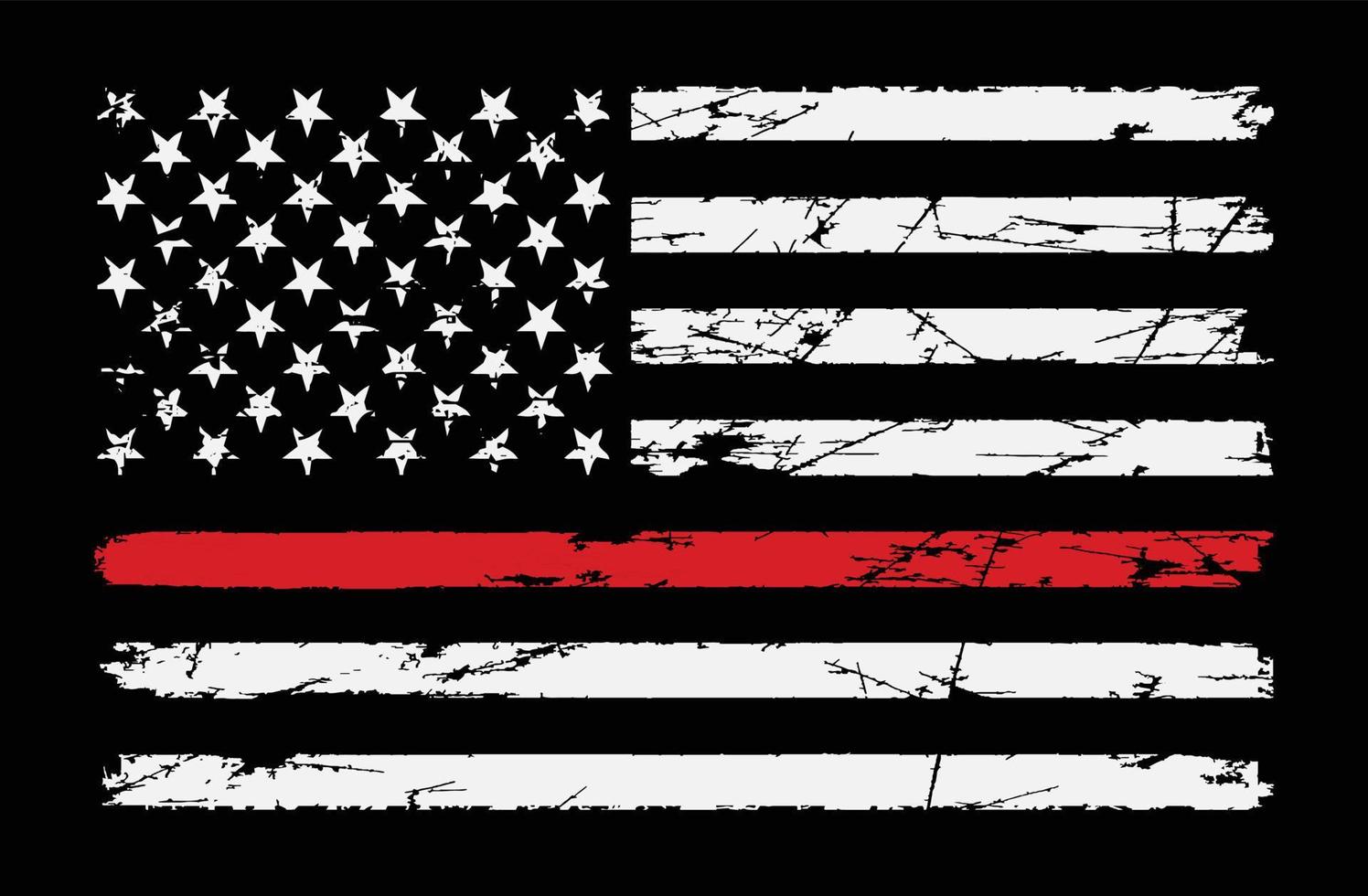 design de linha vermelha fina de bandeira americana vetor