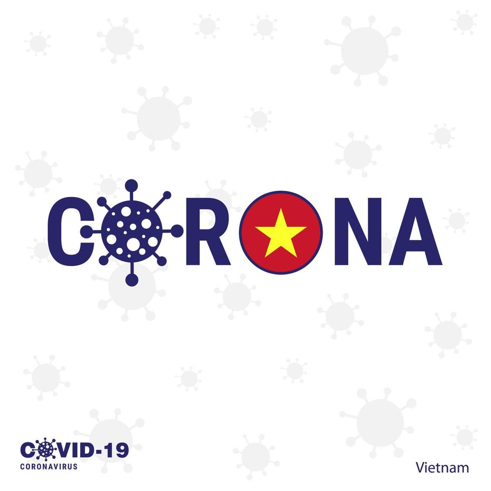 vietnã tipografia de coronavírus covid19 bandeira do país fique em casa fique saudável cuide de sua própria saúde vetor