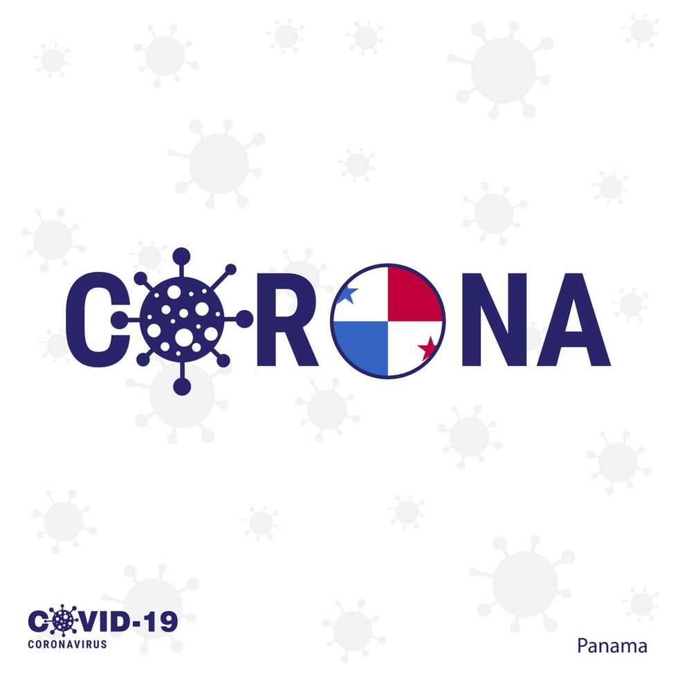 panamá coronavírus tipografia covid19 bandeira do país fique em casa fique saudável cuide de sua própria saúde vetor