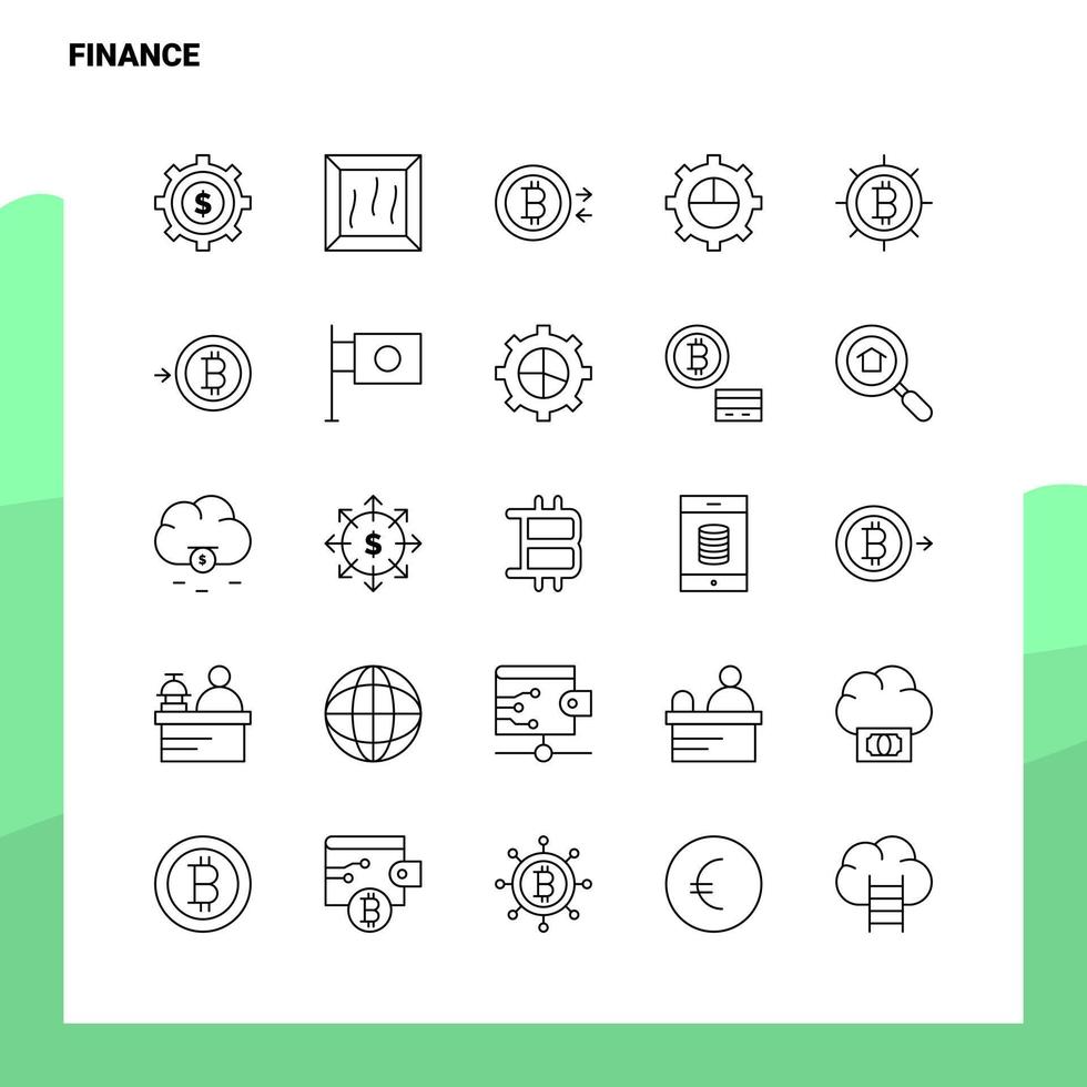 conjunto de ícones de linha de finanças conjunto de 25 ícones vetor design de estilo minimalista ícones pretos conjunto de pacote de pictograma linear