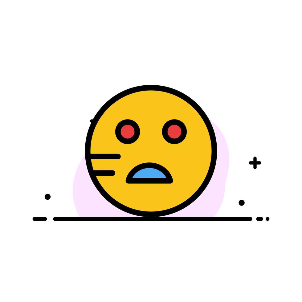 modelo de banner de vetor de ícone cheio de linha plana de negócios de escola de emojis tristes