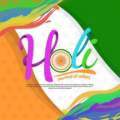 Holi Festival de cores tipografia ilustração vetorial vetor