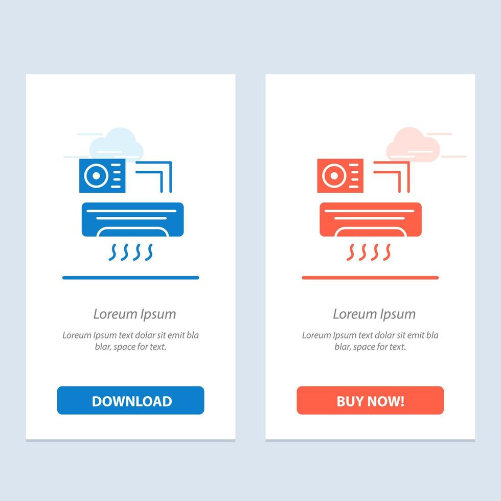 ar condicionado ac room azul e vermelho baixe e compre agora modelo de cartão de widget da web vetor