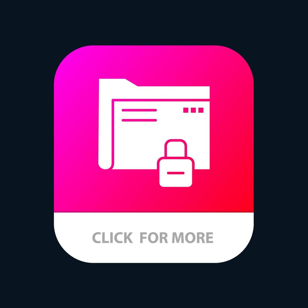 pasta de dados proteção por senha botão de aplicativo móvel seguro android e ios versão glifo vetor