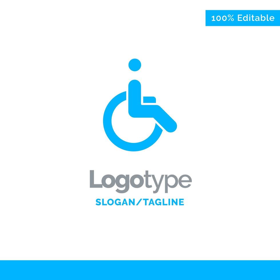modelo de logotipo de negócios azul de movimento de bicicleta de cadeira de rodas vetor
