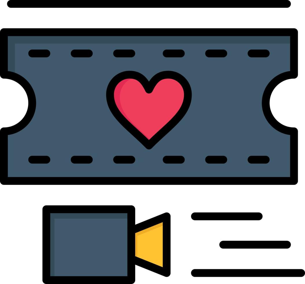 modelo de banner de ícone de vetor de ícone de cor lisa de casamento de coração de filme