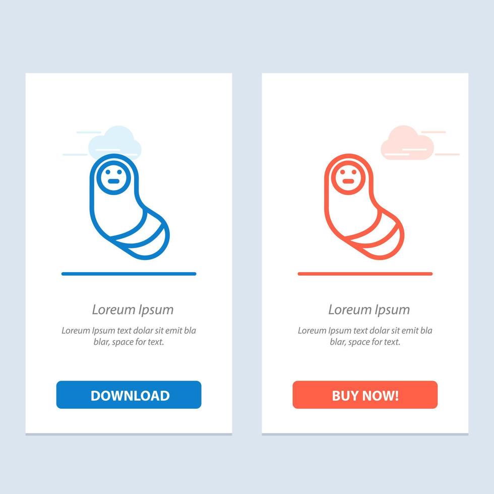 bebê recém-nascido recém-nascido azul e vermelho baixe e compre agora modelo de cartão de widget da web vetor