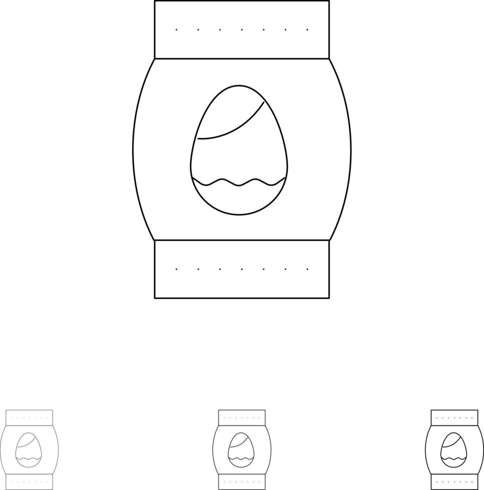 garrafa de ovo feriado de páscoa conjunto de ícones de linha preta em negrito e fino vetor