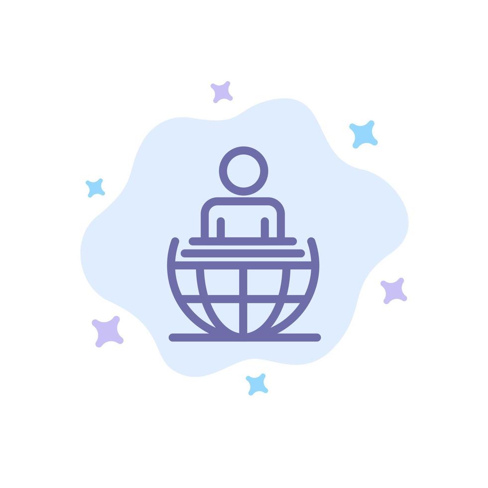 ícone azul moderno internacional do negócio do processo global no fundo abstrato da nuvem vetor