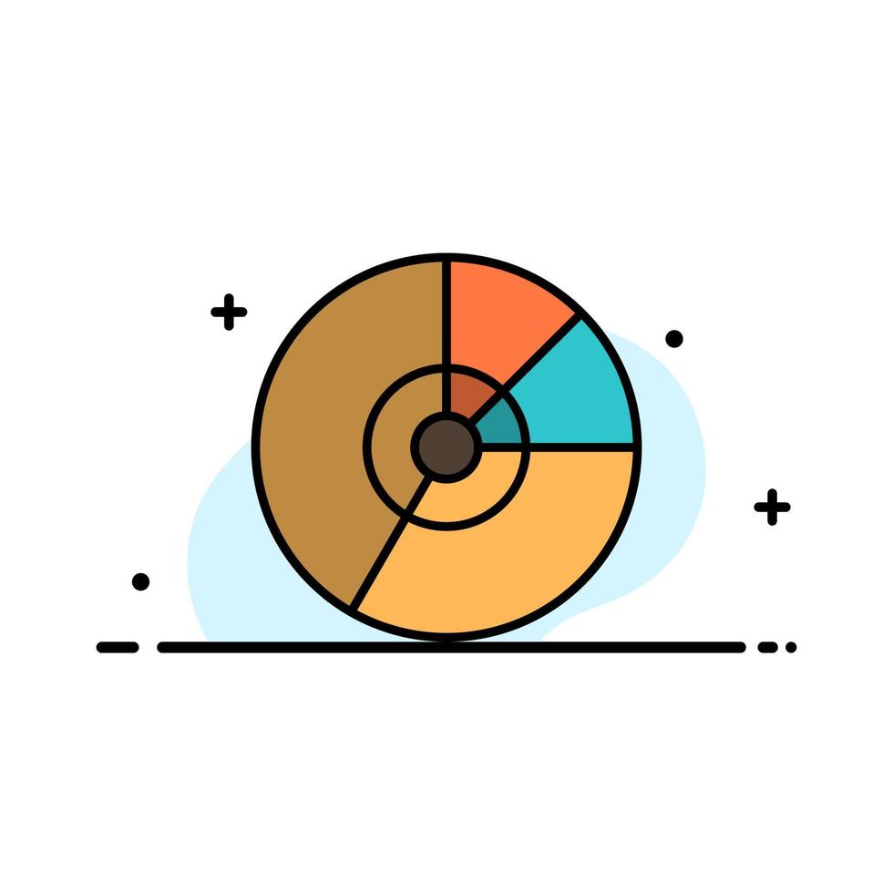 diagrama de gráfico de negócios de torta finanças gráfico estatísticas modelo de banner de vetor de ícone de linha plana de negócios