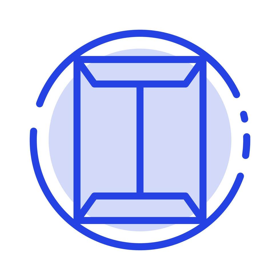rack de janela caixa de armário aberto linha pontilhada azul linha ícone vetor