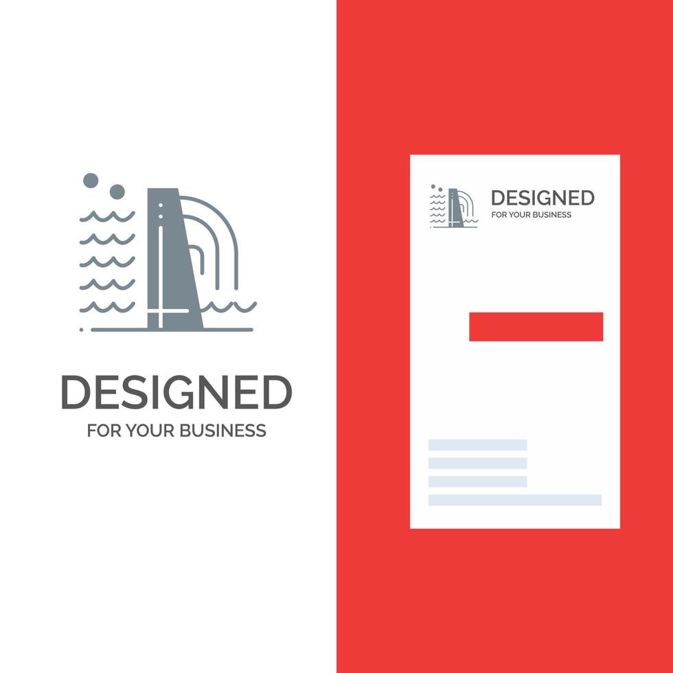 design de logotipo cinza de indústria de fábrica de construção civil e modelo de cartão de visita vetor