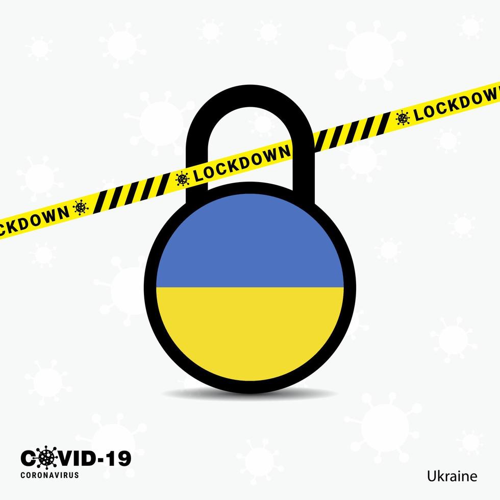 bloqueio de bloqueio da ucrânia modelo de conscientização sobre pandemia de coronavírus covid19 design de bloqueio vetor