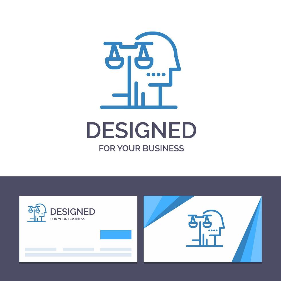 cartão de visita criativo e modelo de logotipo escolha tribunal ilustração vetorial de lei de julgamento humano vetor