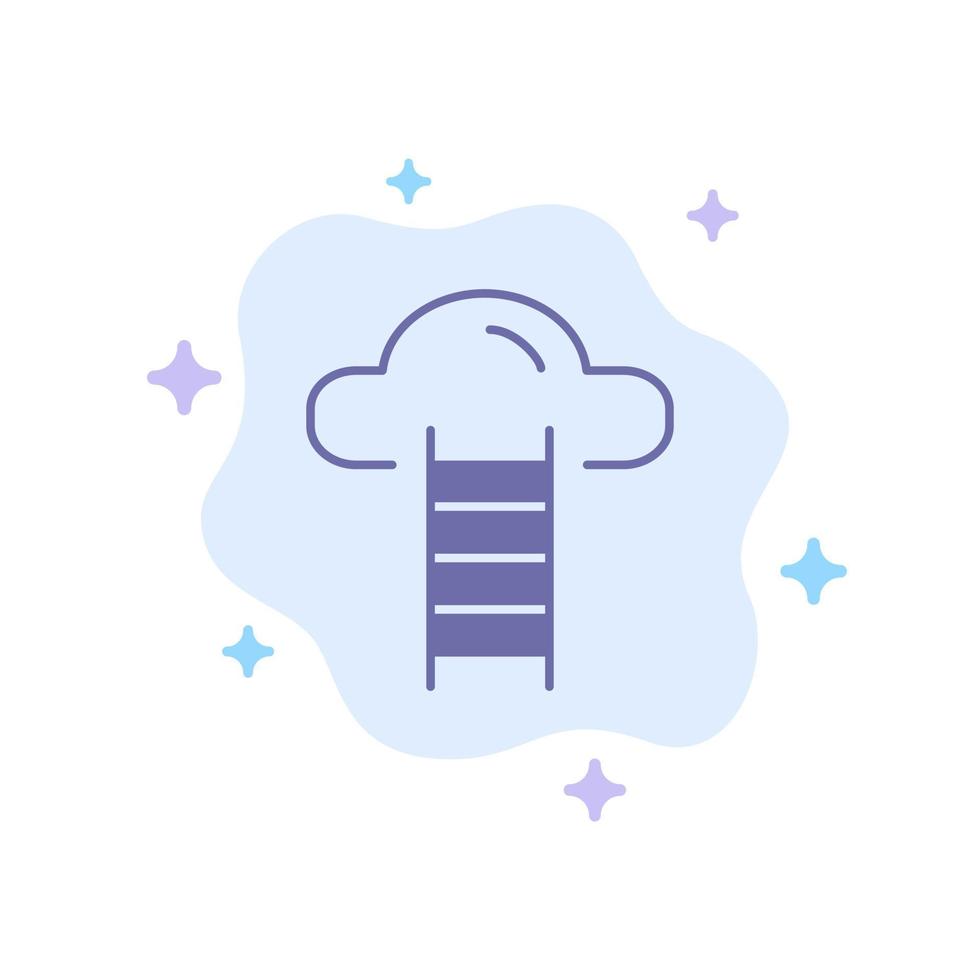 ícone azul da interface do usuário da nuvem da escada no fundo da nuvem abstrata vetor