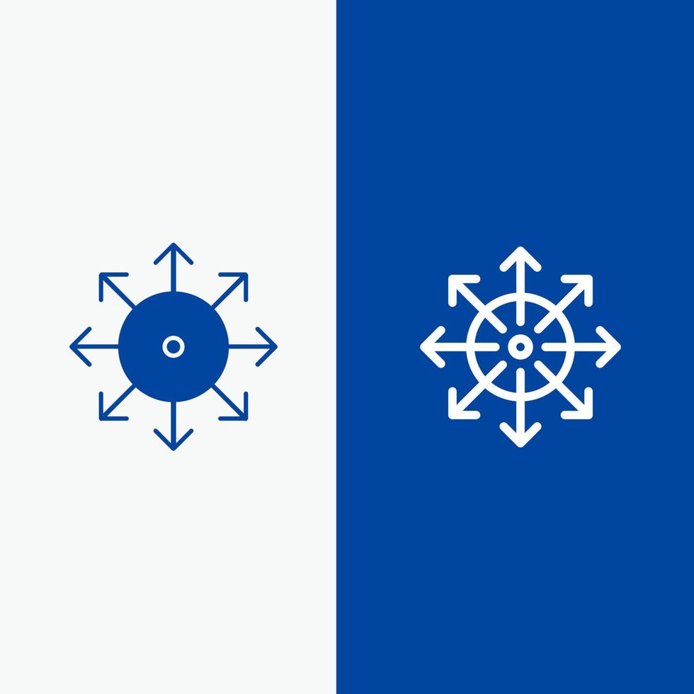 anúncios publicidade mídia plataforma de notícias linha e ícone sólido glifo banner azul linha e ícone sólido glifo banner azul vetor