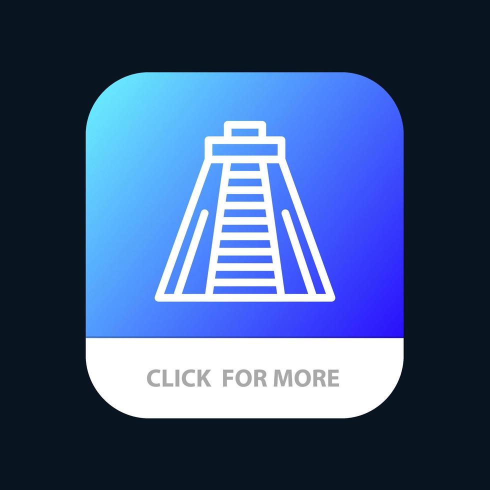 chichen itza marco monumento botão de aplicativo móvel versão android e ios linha vetor