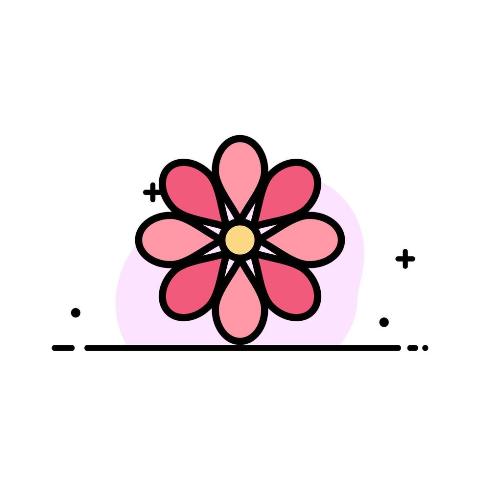 decoração de flores planta de flor de páscoa linha plana cheia ícone vetor modelo de banner