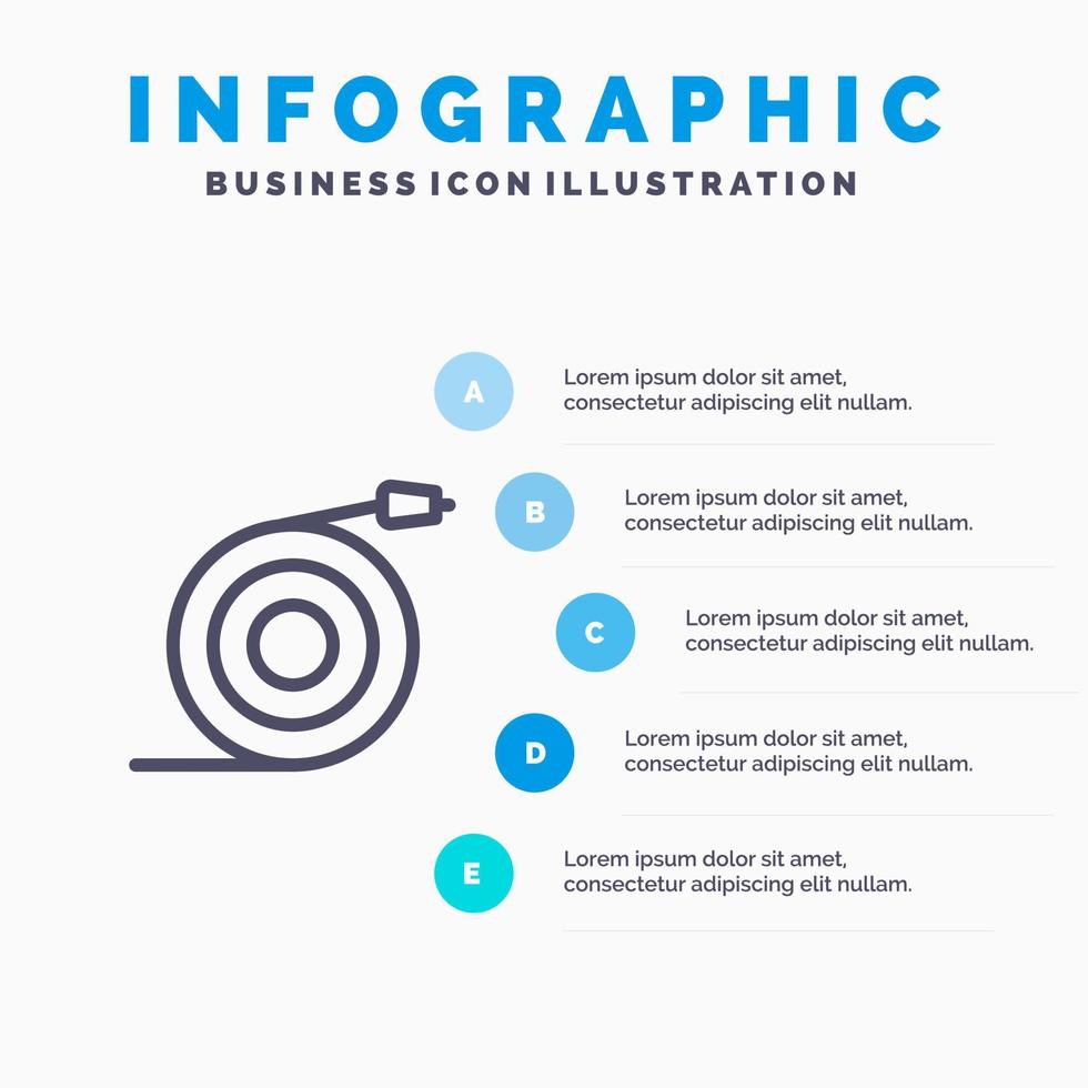 ícone de linha de água de tubo de fluxo curvo com fundo de infográficos de apresentação de 5 etapas vetor