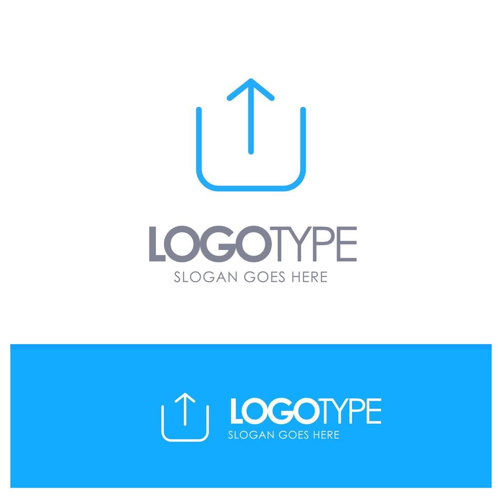 instagram up upload logotipo de contorno azul com lugar para slogan vetor